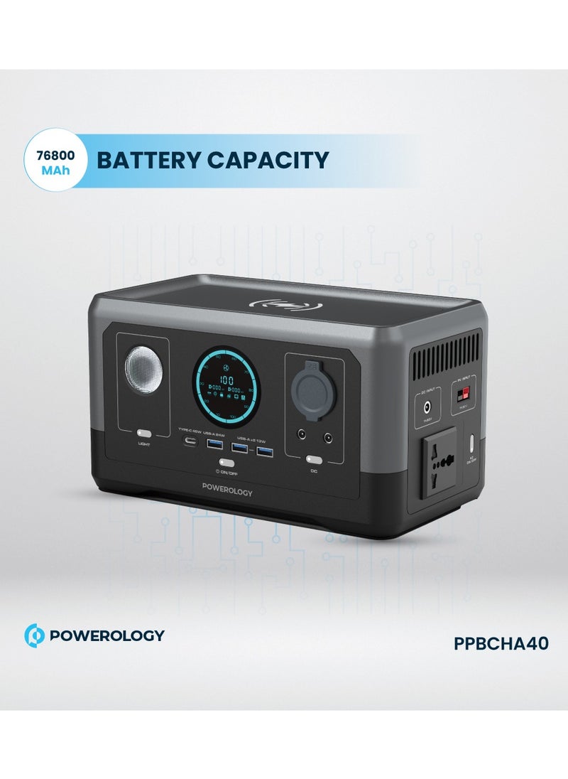 Portable Power Generator Fast Charging 76800mAh 300W - Black