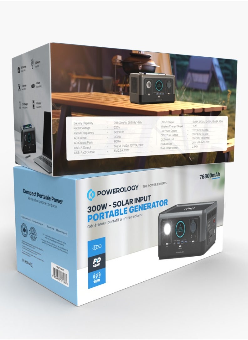 Portable Power Generator Fast Charging 76800mAh 300W - Black