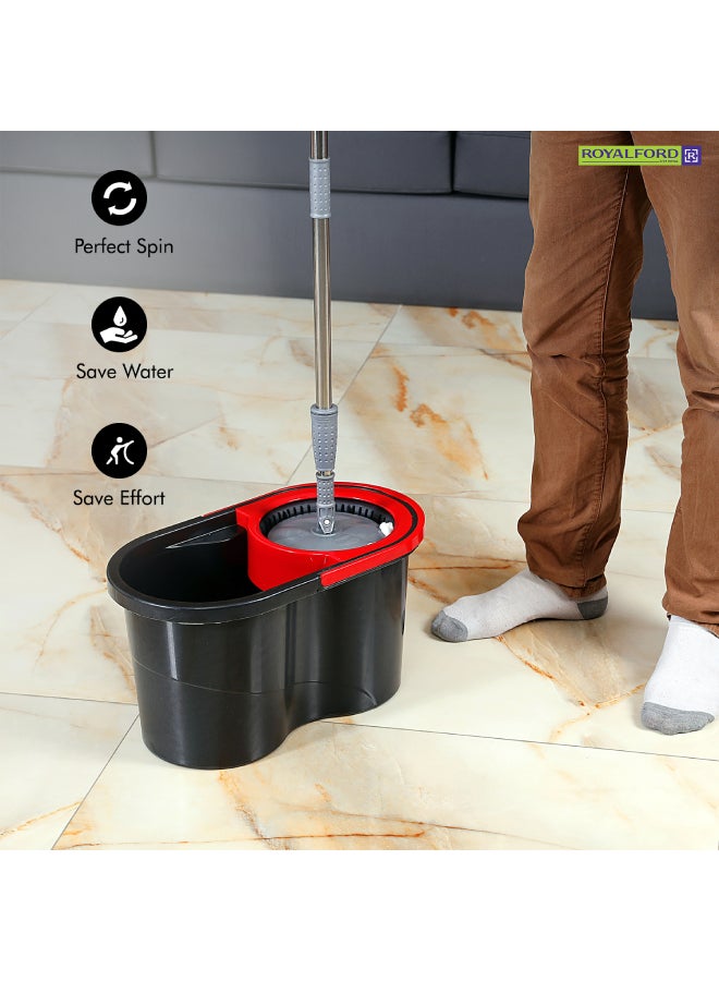 Royalbright Elegant Spin Easy Mop 16L Bucket Capacity 360Degree Rotation Hands Free 100% Micro Fibre Non Splash Made In Turkey Multicolour 48x27x27 Cm