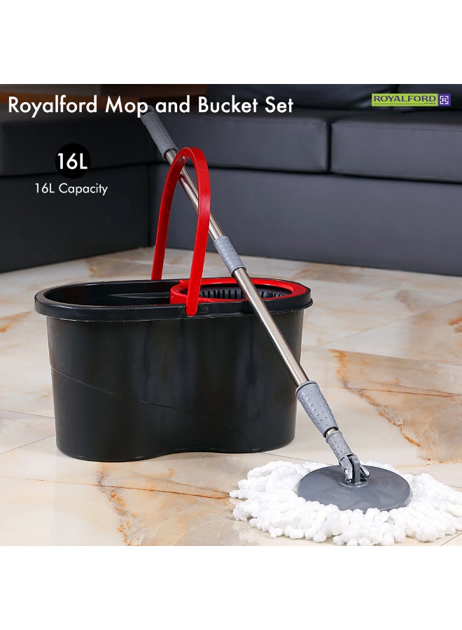 Royalbright Elegant Spin Easy Mop 16L Bucket Capacity 360Degree Rotation Hands Free 100% Micro Fibre Non Splash Made In Turkey Multicolour 48x27x27 Cm