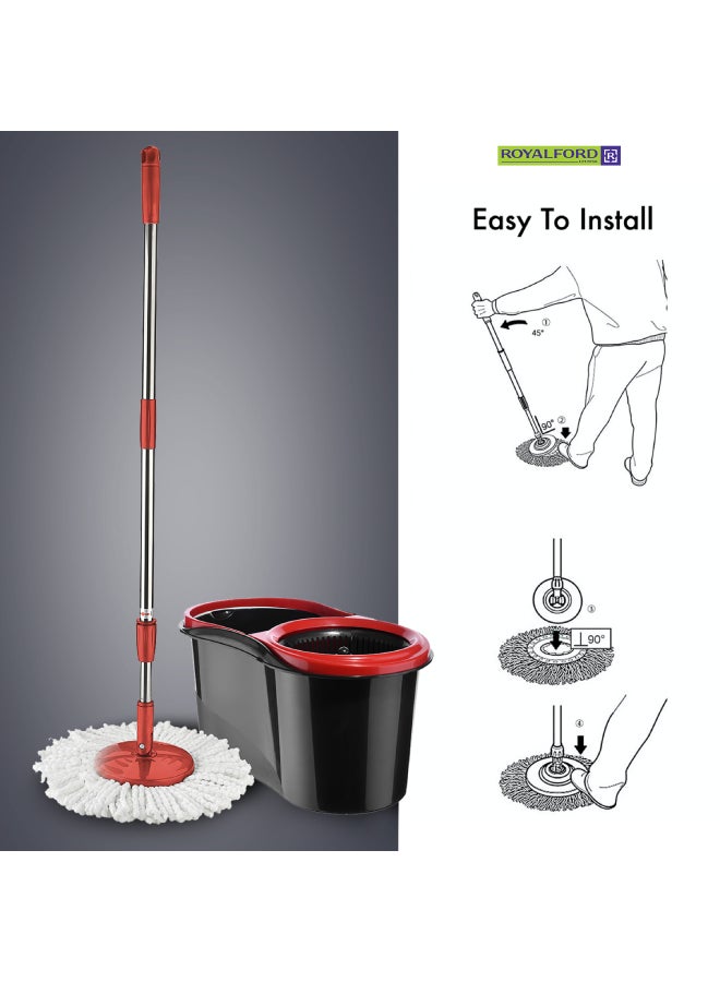 Royalbright Elegant Spin Easy Mop 16L Bucket Capacity 360Degree Rotation Hands Free 100% Micro Fibre Non Splash Made In Turkey Multicolour 48x27x27 Cm