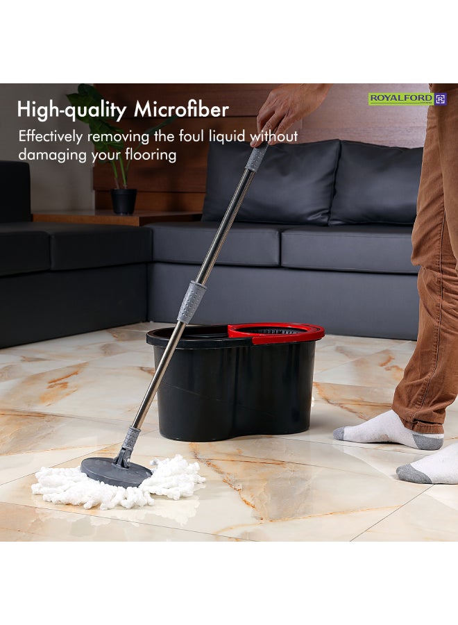 Royalbright Elegant Spin Easy Mop 16L Bucket Capacity 360Degree Rotation Hands Free 100% Micro Fibre Non Splash Made In Turkey Multicolour 48x27x27 Cm