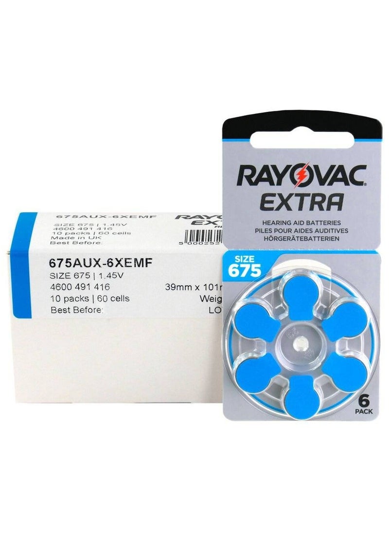 Rayovac Extra (Size 675) Hearing Aid Batteries Zinc-Air 0% Mercury - 60 Pieces