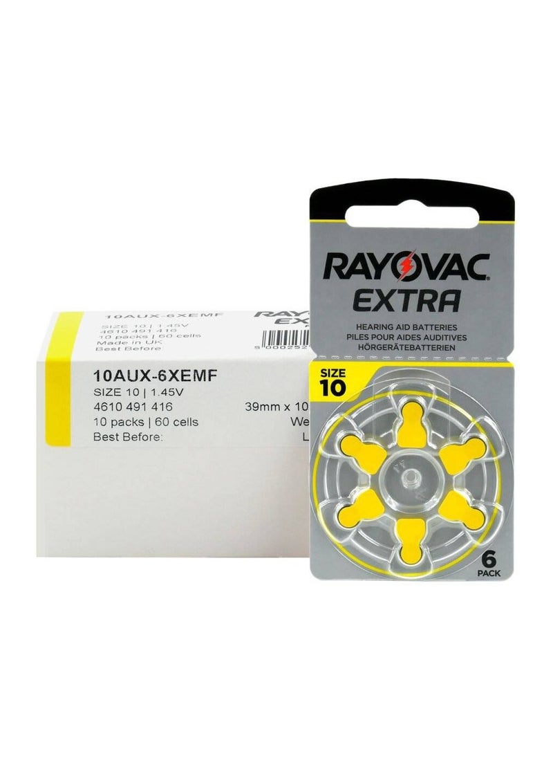 Rayovac Extra (Size 10) Hearing Aid Batteries Zinc-Air 0% Mercury - 60 Pieces