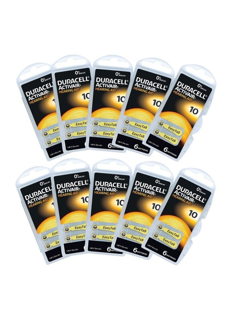 Duracell (Size 10) Hearing Aid 1.45V Batteries - 60 Pieces