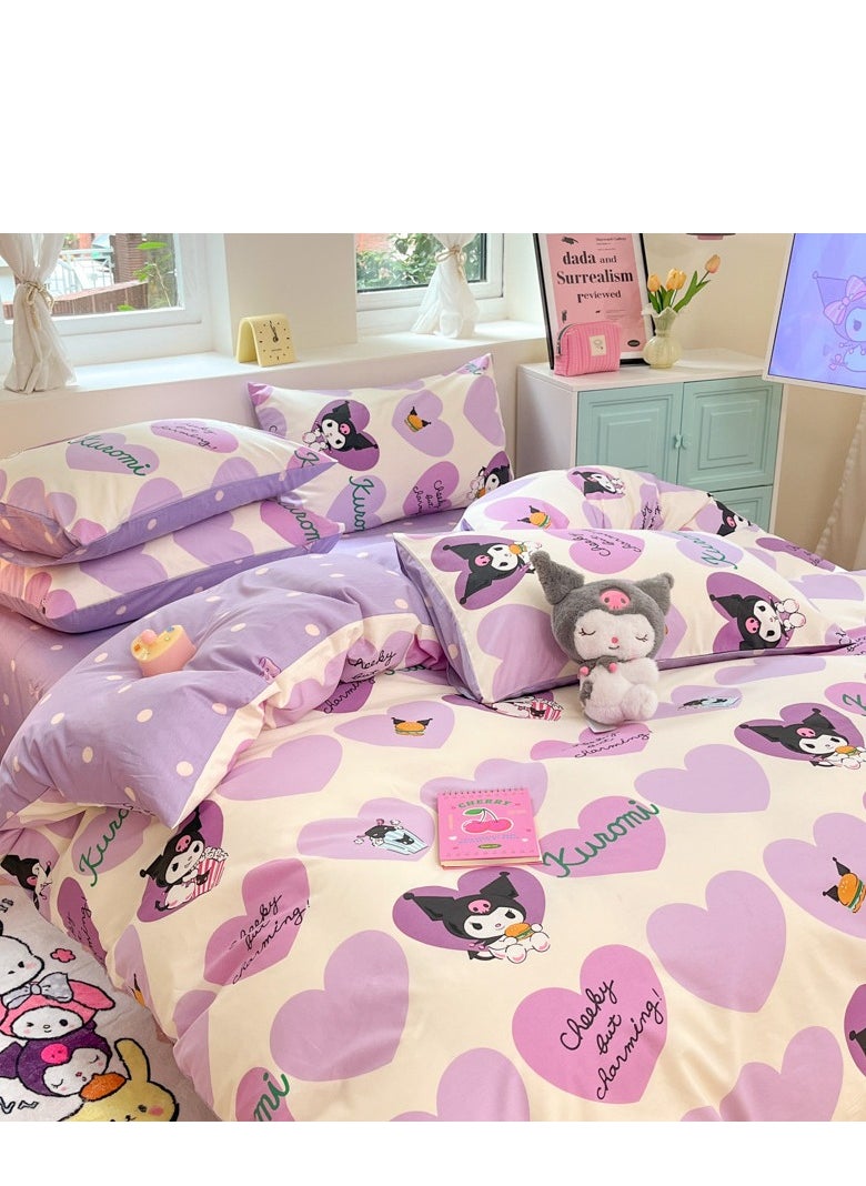 4-Piece Kuromi Cotton Comfortable Set Bed Sheet Set Children'S Day Gift Birthday Gift 200X230cm