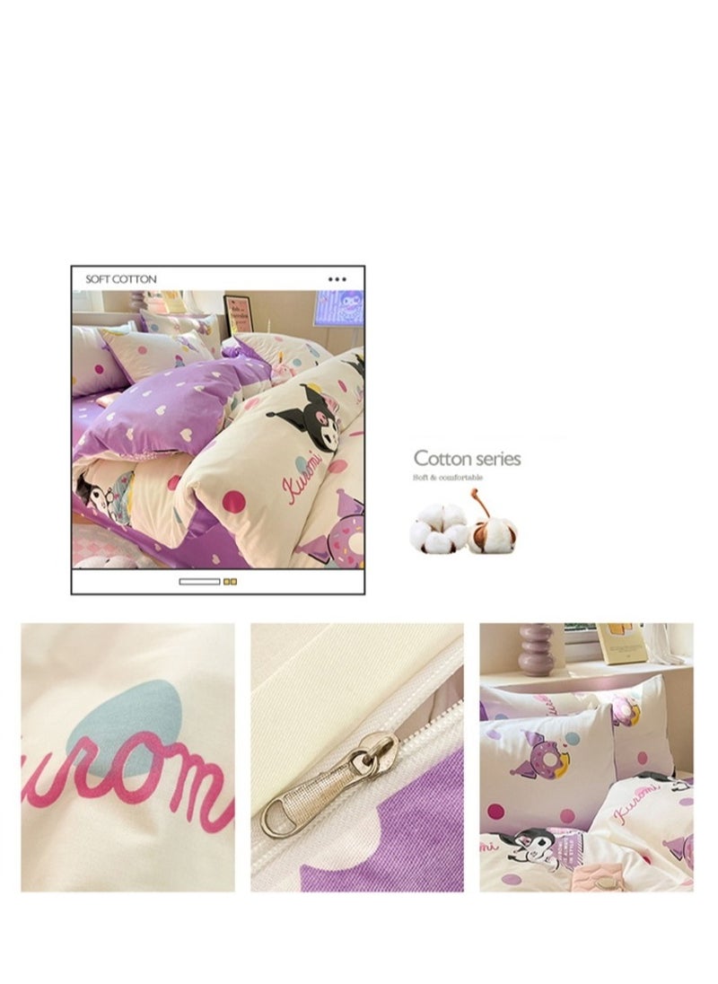 4-Piece Kuromi Cotton Comfortable Set Bed Sheet Set Children'S Day Gift Birthday Gift 200X230cm