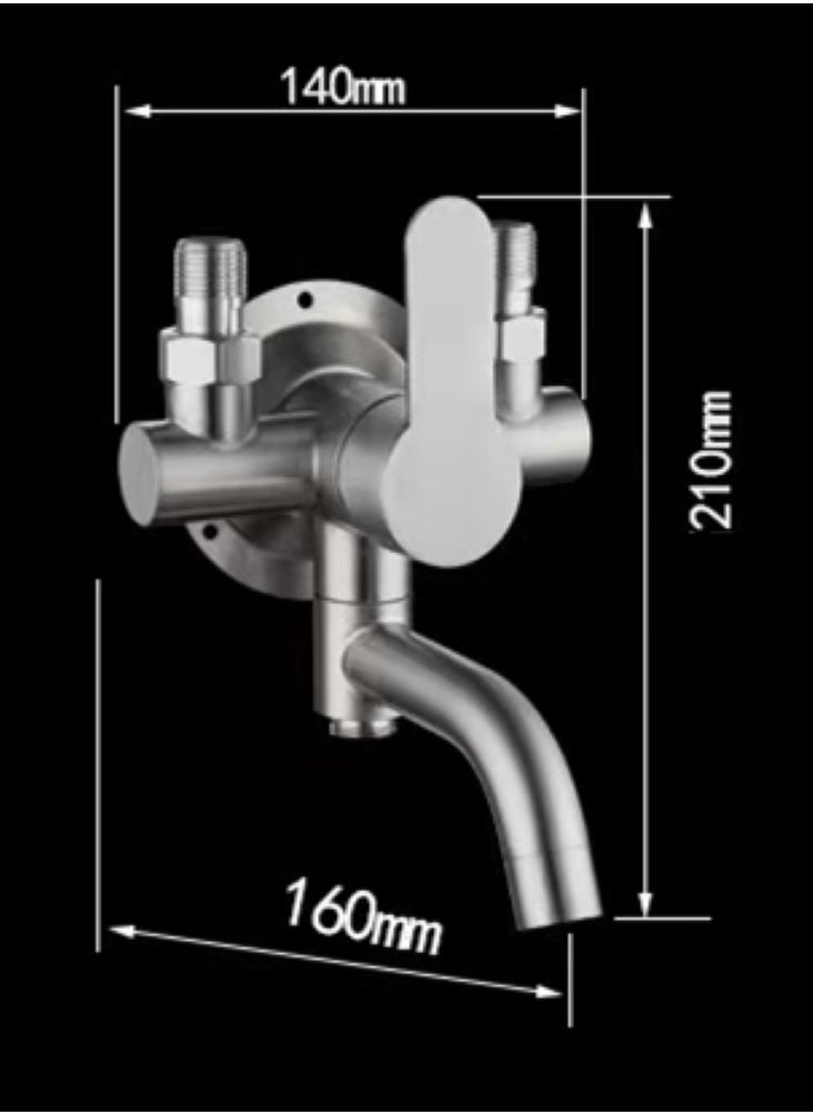 1-Set Bathroom Shower System Shower Faucet Shower Head Shower Stand Set Stainless Steel Silver