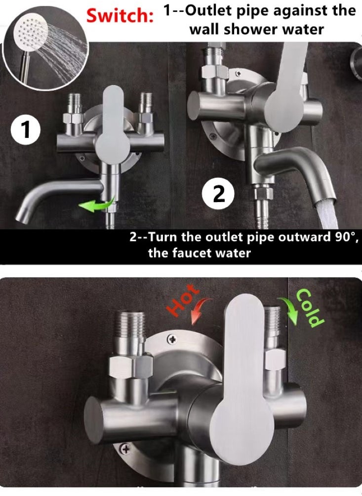 1-Set Bathroom Shower System Shower Faucet Shower Head Shower Stand Set Stainless Steel Silver