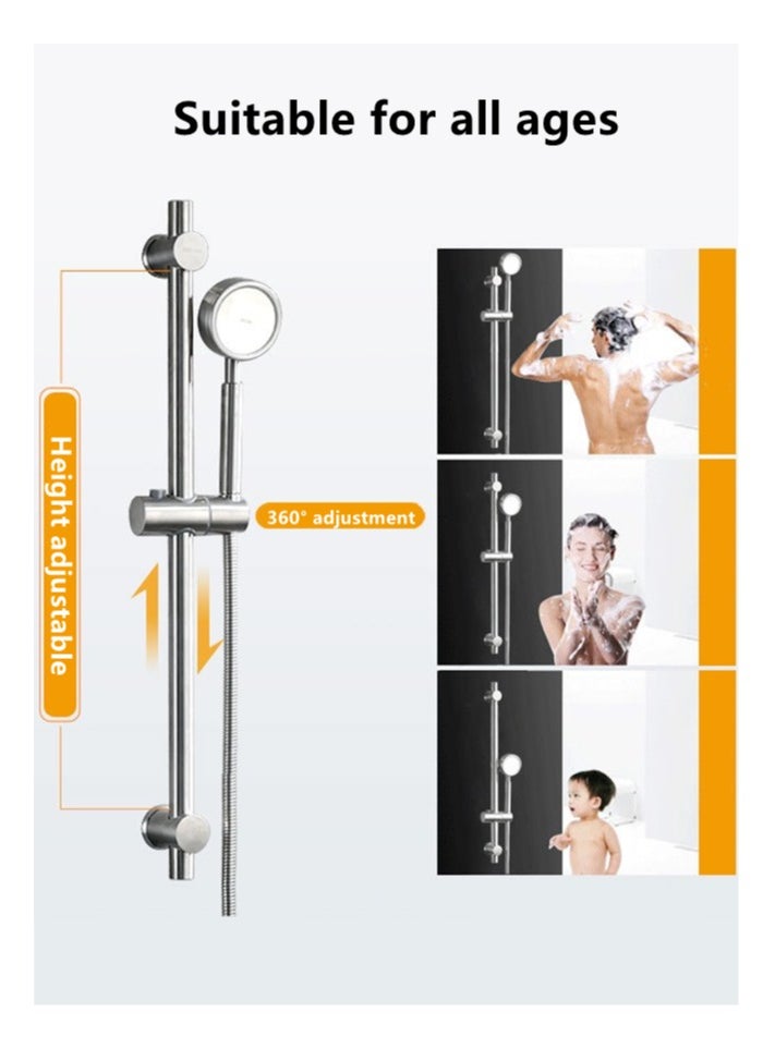 1-Set Bathroom Shower System Shower Faucet Shower Head Shower Stand Set Stainless Steel Silver