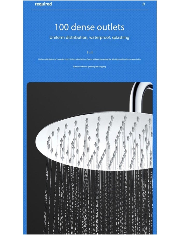 1-Set Stainless Steel Shower Holder Set 3 Settings Adjustment Rainfall Shower Head Handheld Shower Combo Height Adjustable Silver