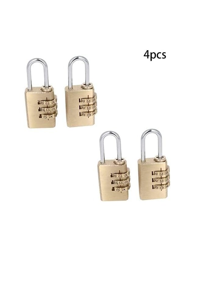 4Pcs 3 Digit Combination Padlock,0.91 Inch Long Shackle Resettable Padlock