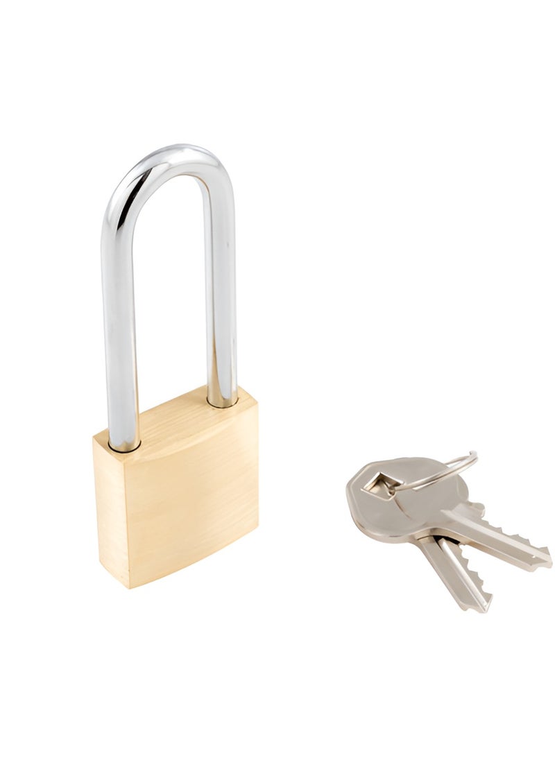 Brass Padlock Keyed Alike 30mm Wide Brushed Finish Long Harden Shackle