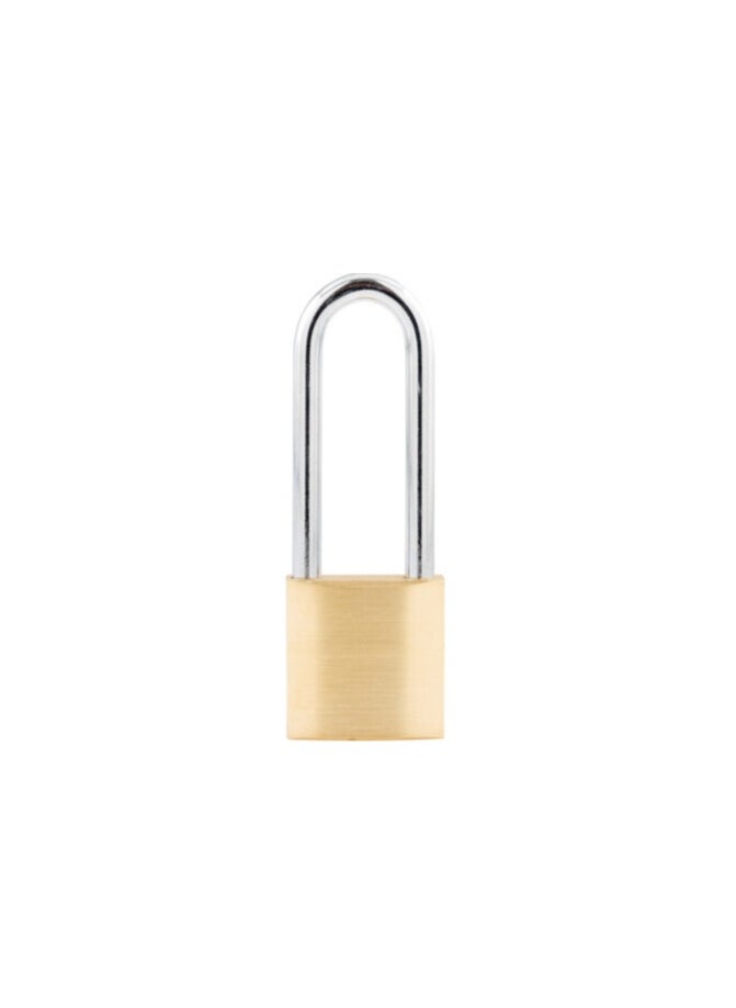 Brass Padlock Keyed Alike 30mm Wide Brushed Finish Long Harden Shackle