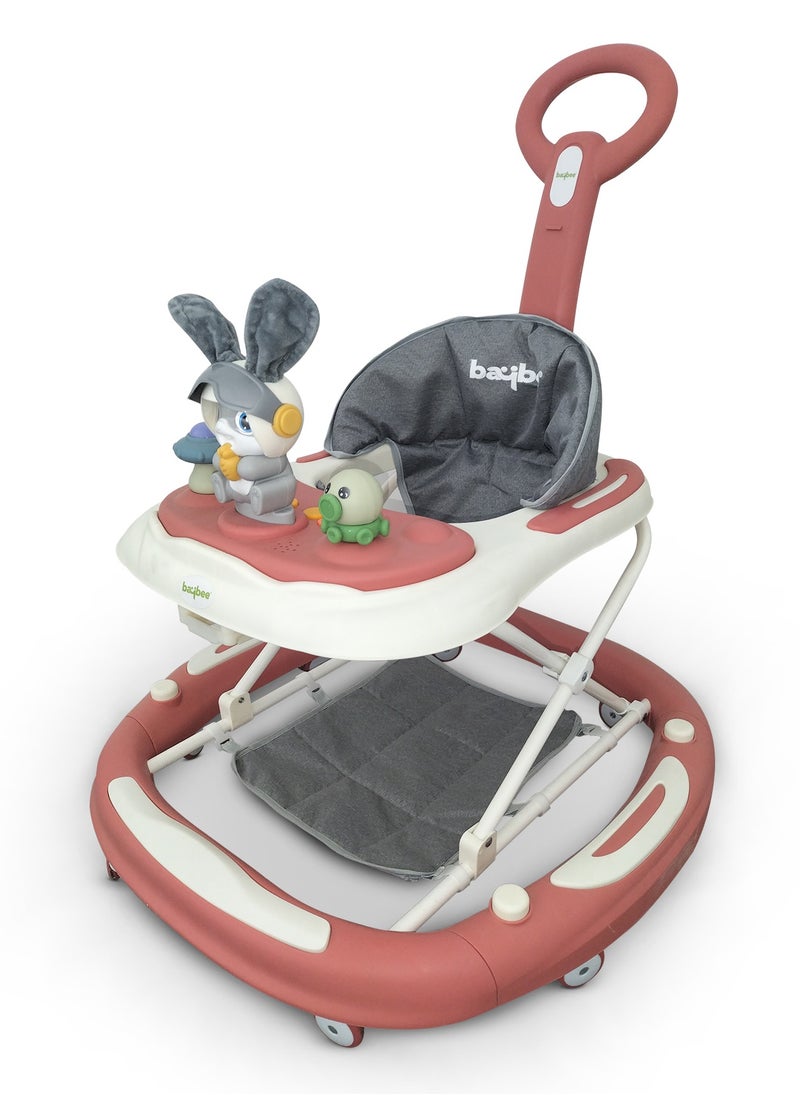 3-In-1 Baby Walker With Rocker Mode, Parental Push Handle, Musical Toy Bar, Adjustable Height, Footmat, 6 To 24 Months