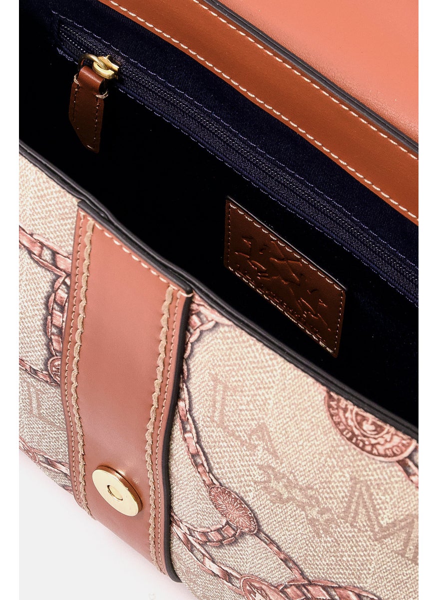 Women Brand Logo Satchel Bag 28 L x 20 H x 9 W cm, Beige