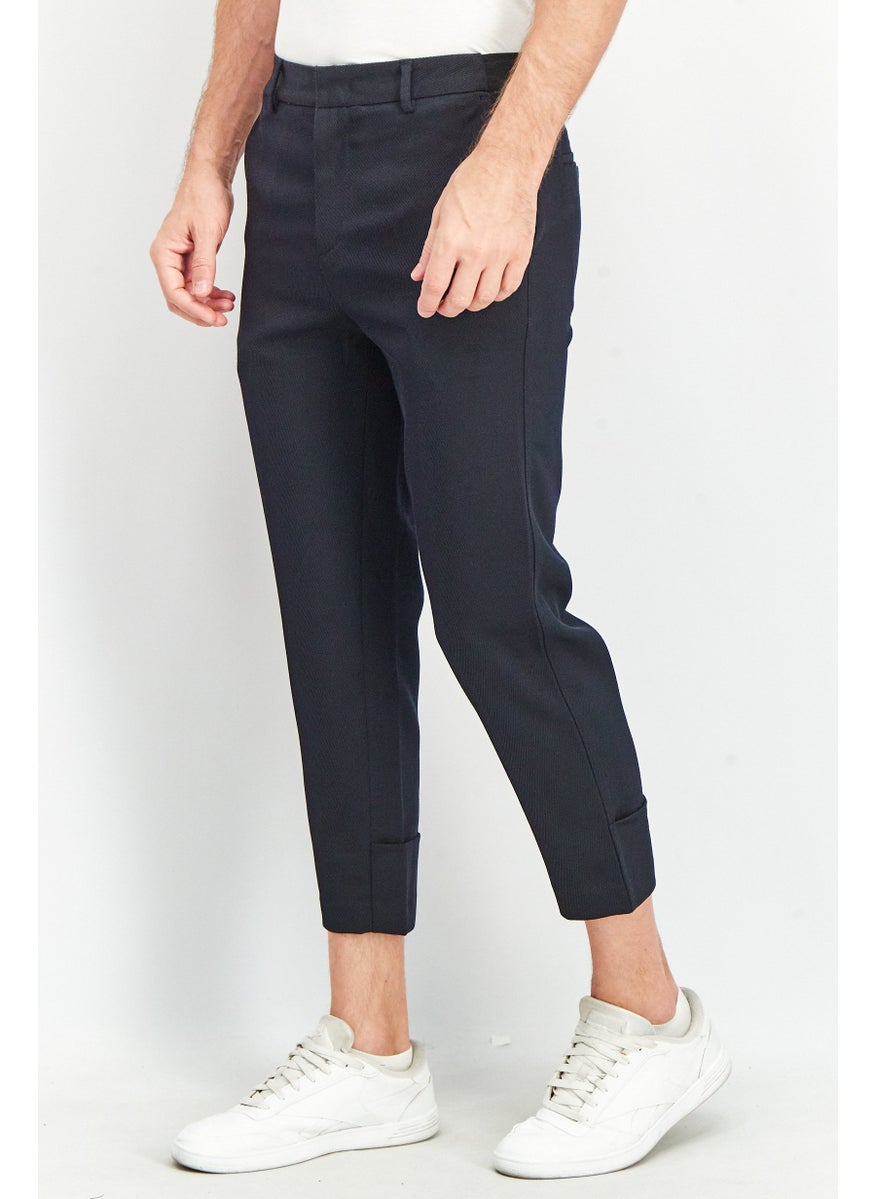 Men Houston Fit Textured Trouser Pants, Navy Blue