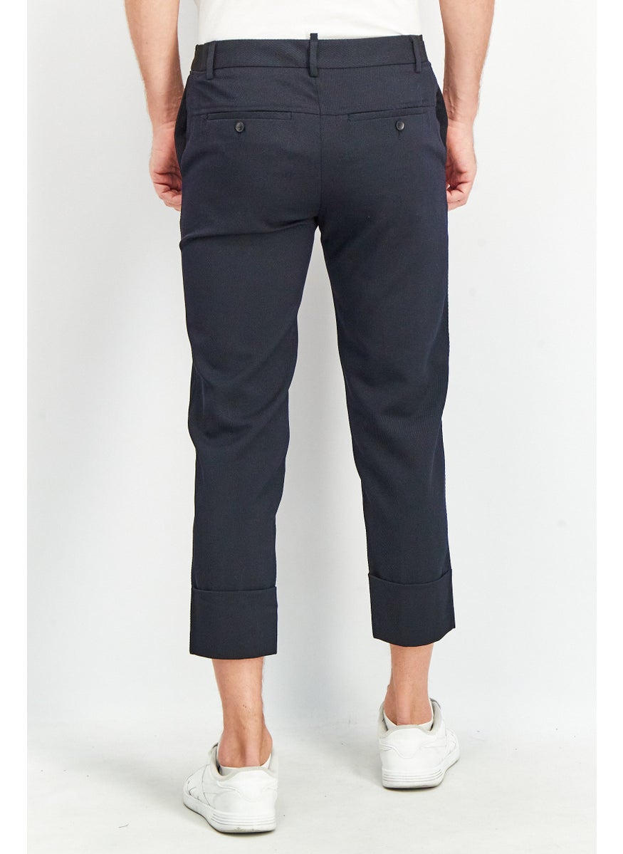 Men Houston Fit Textured Trouser Pants, Navy Blue