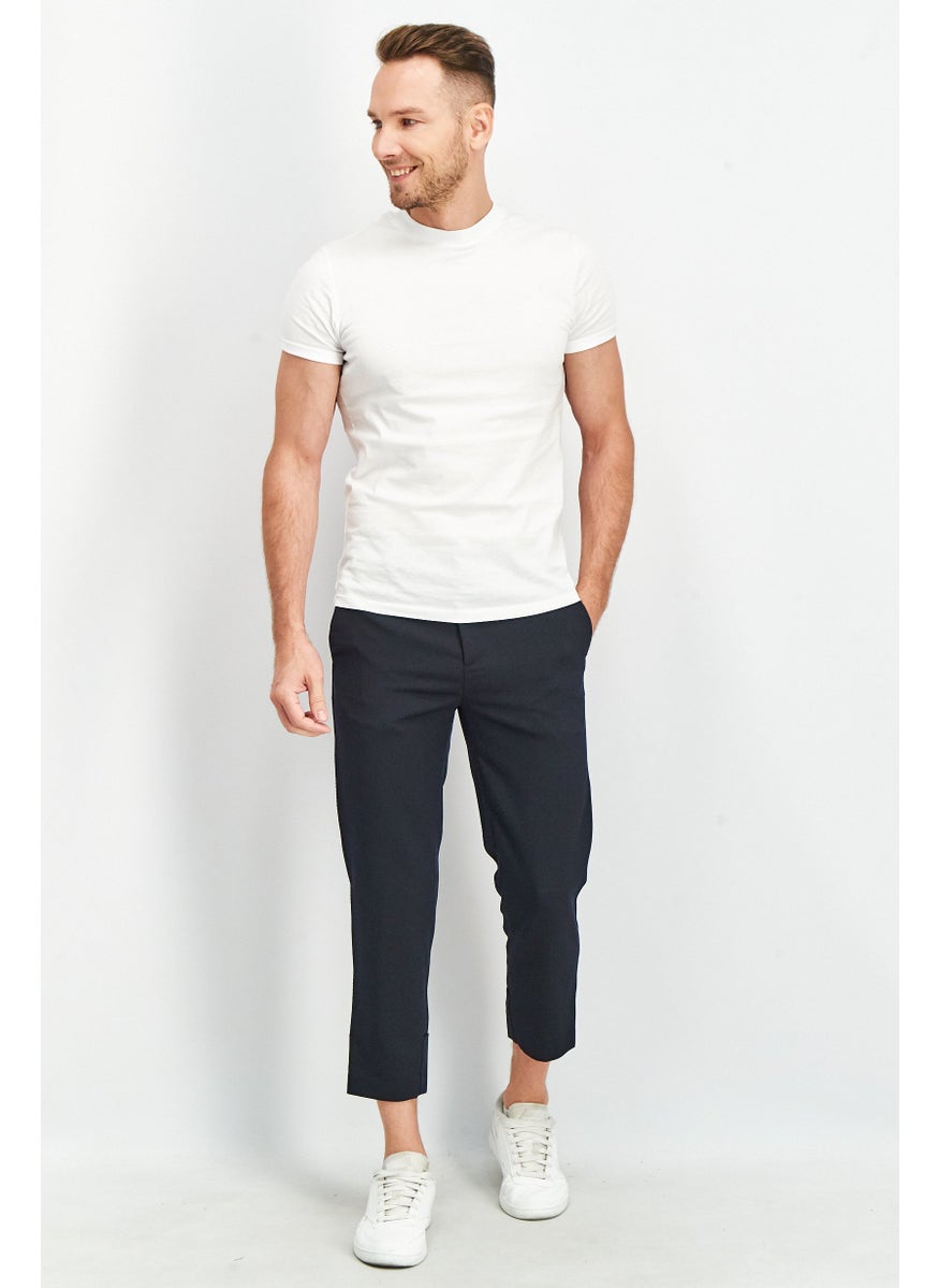 Men Houston Fit Textured Trouser Pants, Navy Blue