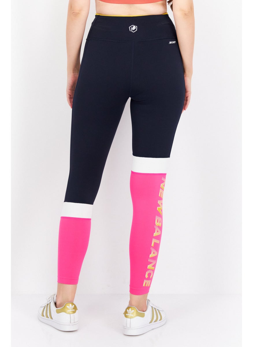 Women Sportswear Fit Brand Logo Training Leggings, Black/Pink