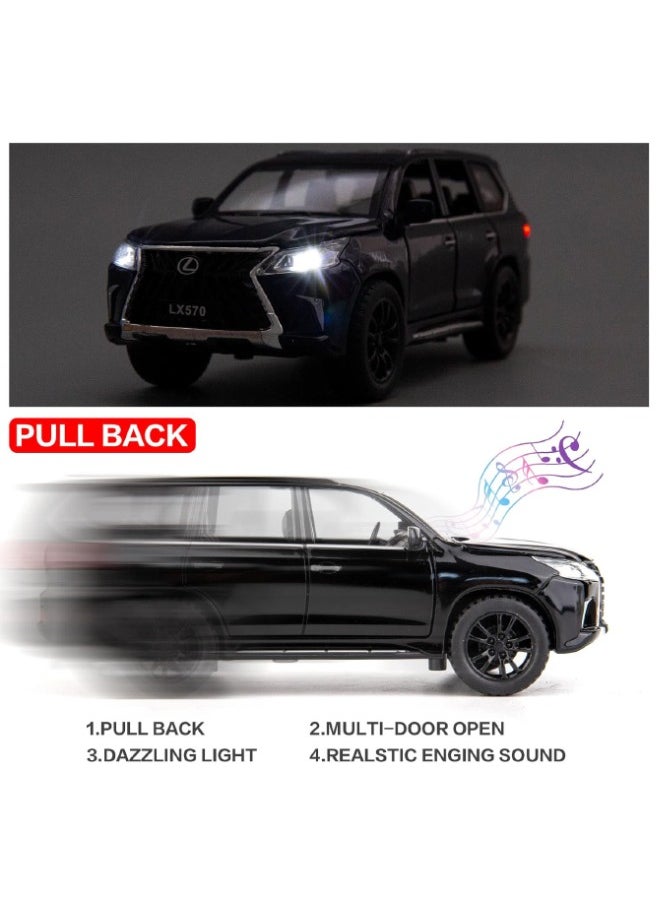 1:32 Alloy Collectible LEXUS LX570 Car Model Toy, Diecast Zinc Alloy LX570 Pull Back Collectible Toy Car,  Sound and Light Pull Back Model Car for Kids Boy Girl Gift 16cm*6cm*7cm