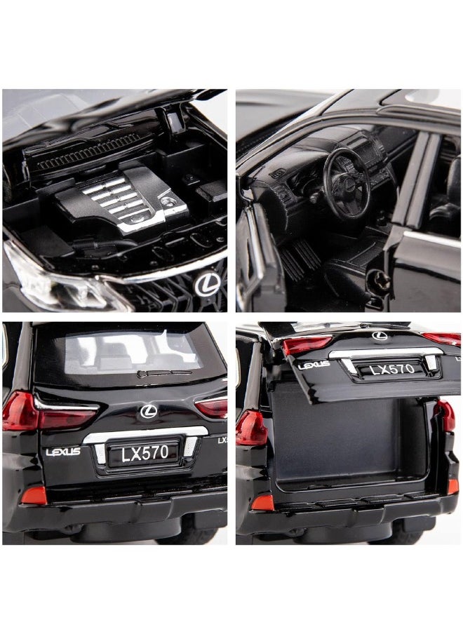 1:32 Alloy Collectible LEXUS LX570 Car Model Toy, Diecast Zinc Alloy LX570 Pull Back Collectible Toy Car,  Sound and Light Pull Back Model Car for Kids Boy Girl Gift 16cm*6cm*7cm