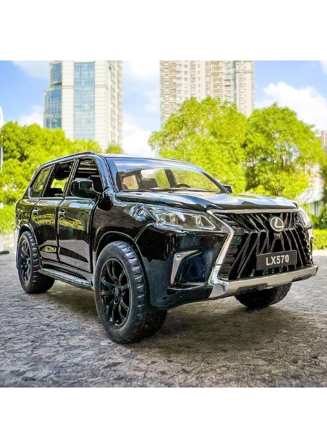 1:32 Alloy Collectible LEXUS LX570 Car Model Toy, Diecast Zinc Alloy LX570 Pull Back Collectible Toy Car,  Sound and Light Pull Back Model Car for Kids Boy Girl Gift 16cm*6cm*7cm