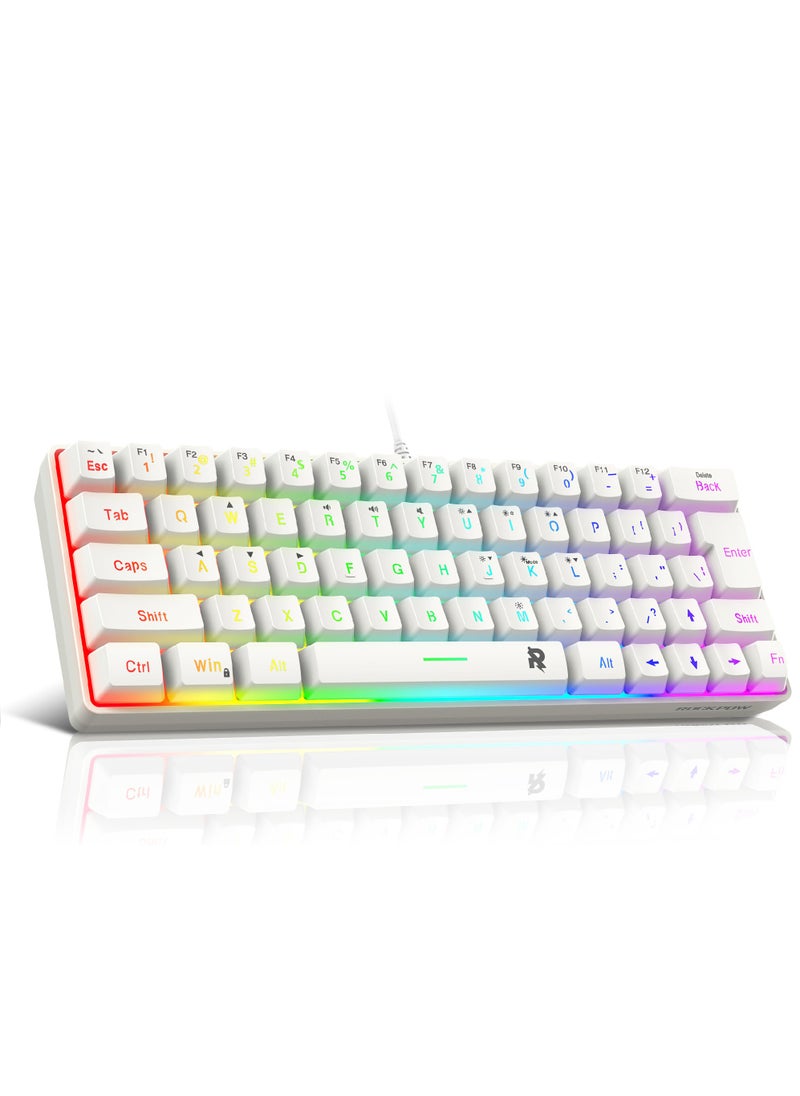 60% Wired Gaming Keyboard, RGB Backlit Ultra-Compact Mini Keyboard, Waterproof Small Compact 63 Keys Keyboard for PC/Mac Gamer, Typist, Travel, Easy to Carry on Business Trip