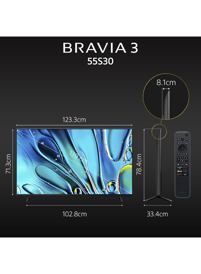 BRAVIA 3 55 Inch 4k Smart TV HDR50 Hz K-55S30 Black