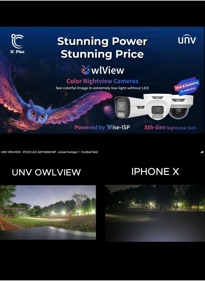 Uniview UNV Ultra H.265 4MP HD Night ColorHunter with Audio recorder Wise-ISP Fixed Bullet IP Camera with 2.8mm Lens