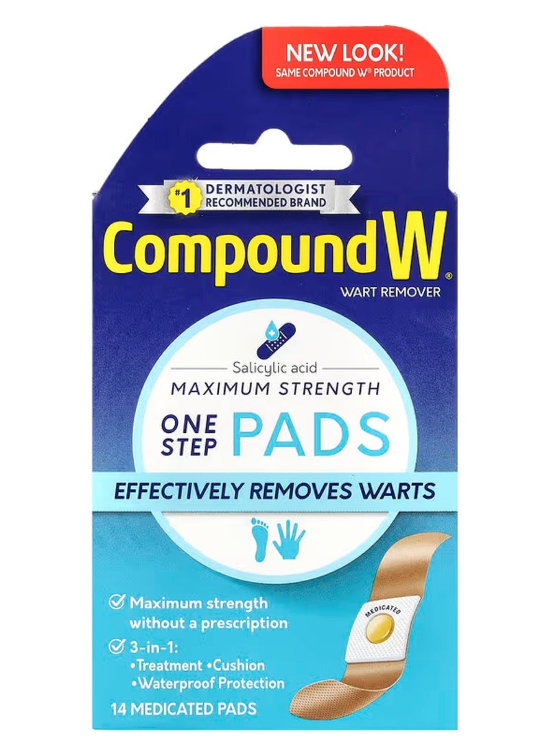 Compound W, Wart Remover, One Step Bads, Maximum Strength, 14 Medicated Bandages