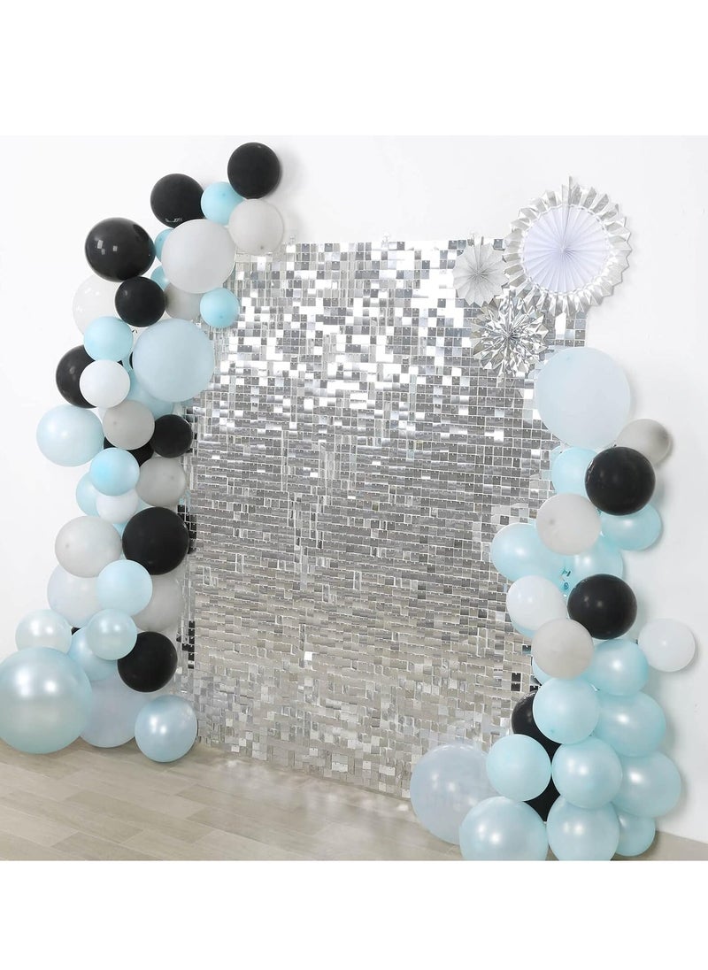 Rainbow Blue Shimmer Wall Backdrop 24PCS Rainbow Blue Sequins Backdrop Decoration Panels, Photo Backdrops for Baby Shower Mermaid Unicorn Birthday Anniversary Wedding Decoration