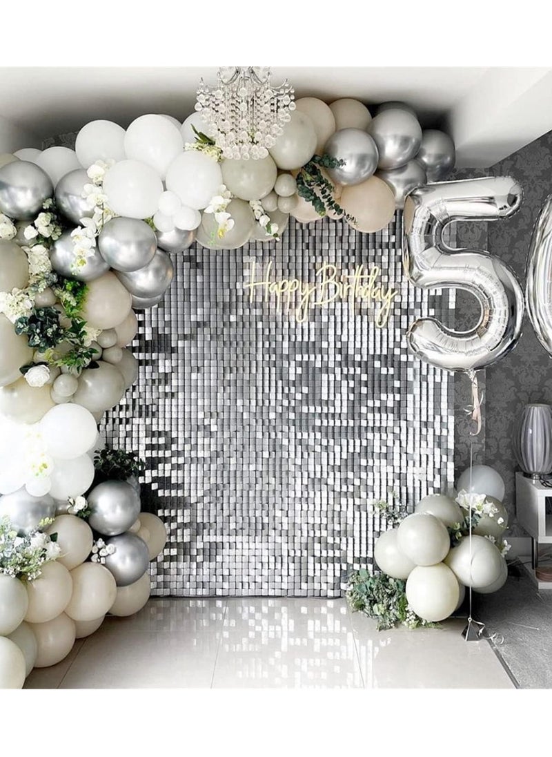 Rainbow Blue Shimmer Wall Backdrop 24PCS Rainbow Blue Sequins Backdrop Decoration Panels, Photo Backdrops for Baby Shower Mermaid Unicorn Birthday Anniversary Wedding Decoration