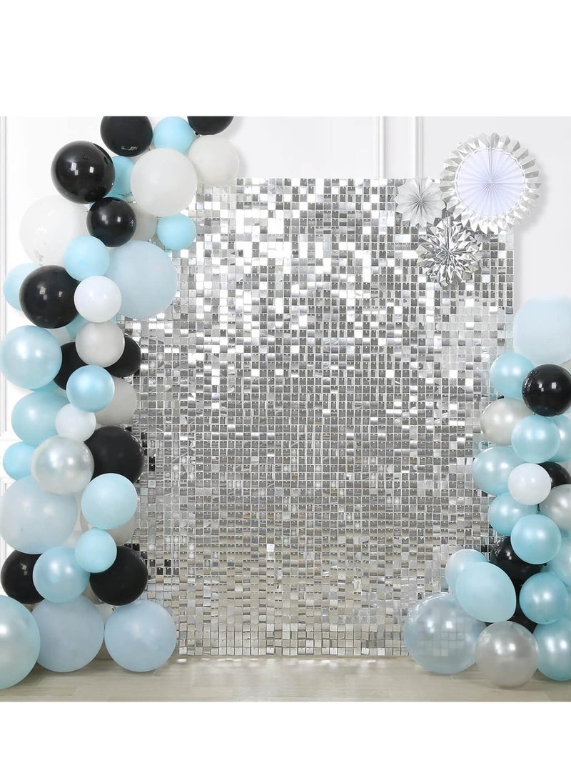 Rainbow Blue Shimmer Wall Backdrop 24PCS Rainbow Blue Sequins Backdrop Decoration Panels, Photo Backdrops for Baby Shower Mermaid Unicorn Birthday Anniversary Wedding Decoration