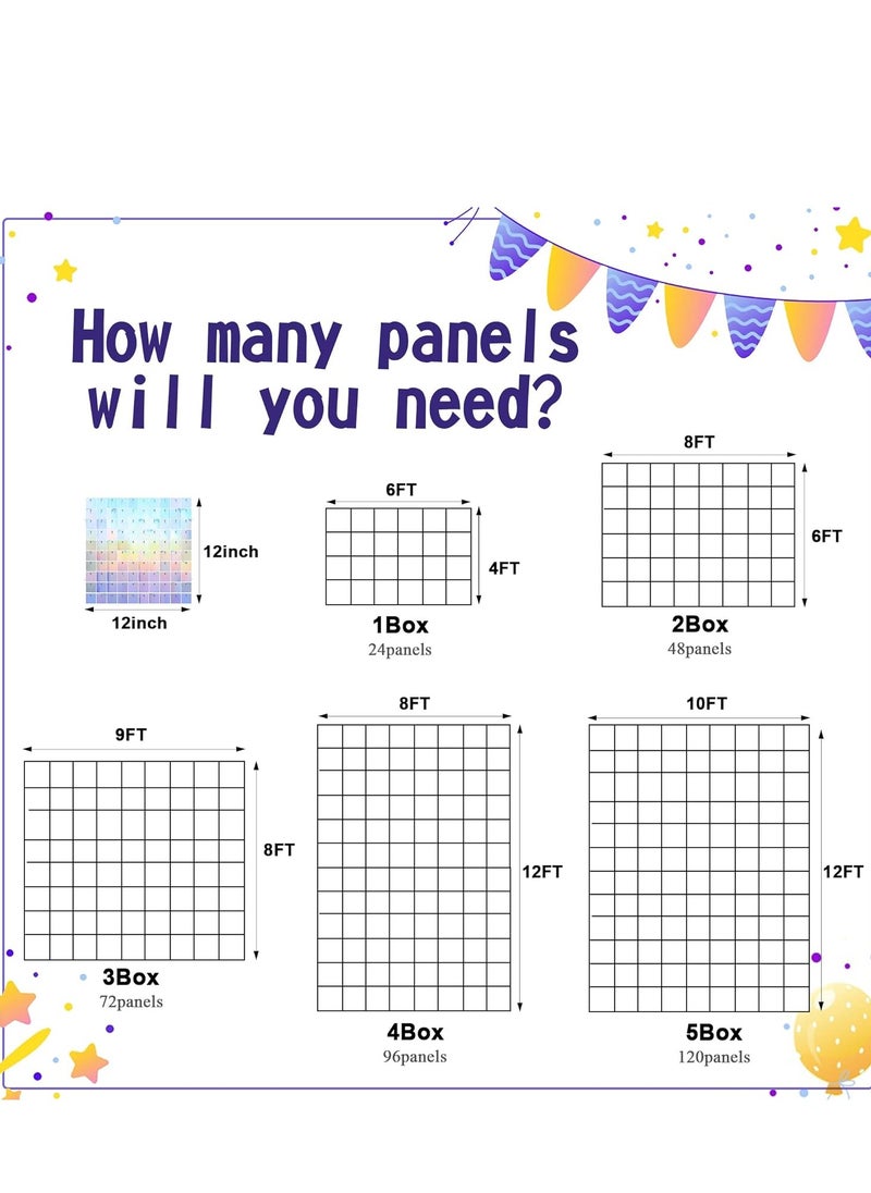 Rainbow Blue Shimmer Wall Backdrop 24PCS Rainbow Blue Sequins Backdrop Decoration Panels, Photo Backdrops for Baby Shower Mermaid Unicorn Birthday Anniversary Wedding Decoration