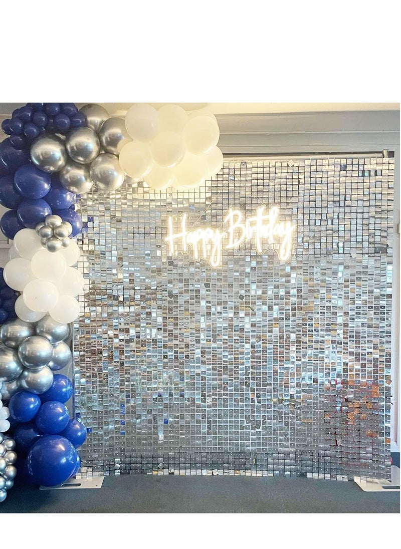 Rainbow Blue Shimmer Wall Backdrop 24PCS Rainbow Blue Sequins Backdrop Decoration Panels, Photo Backdrops for Baby Shower Mermaid Unicorn Birthday Anniversary Wedding Decoration
