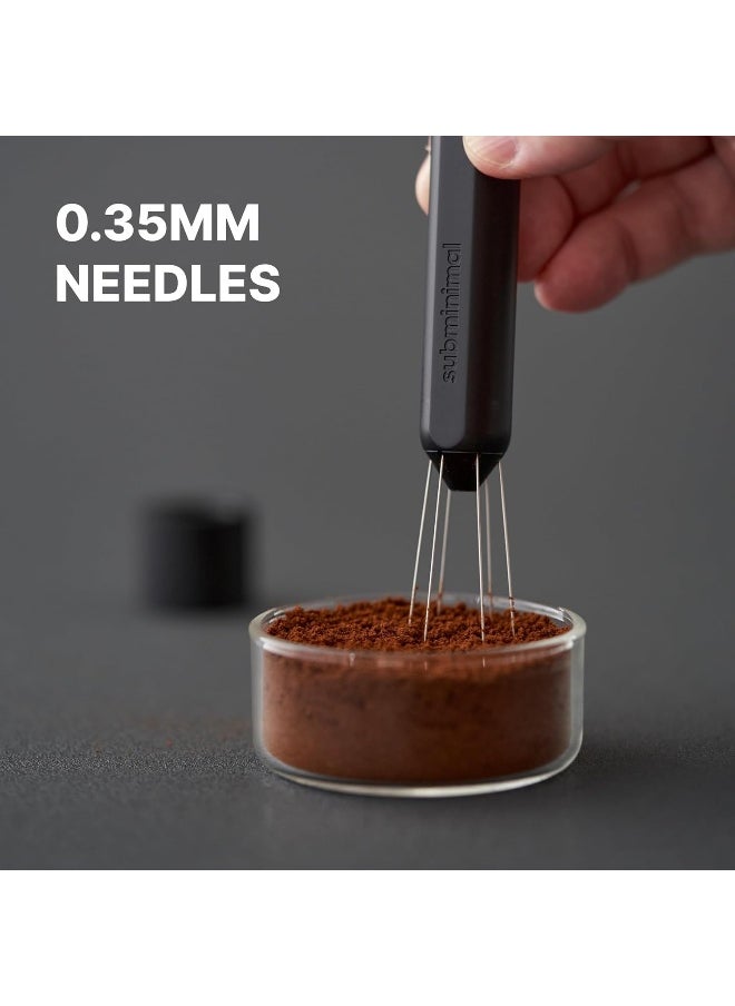 Flick WDT Tool -Pen Design- Espresso Making Tool- Fine Needles Spring-Loaded Auto Hide Needles ,Safe Easy To Use ,Dual Stand In The Box - Black