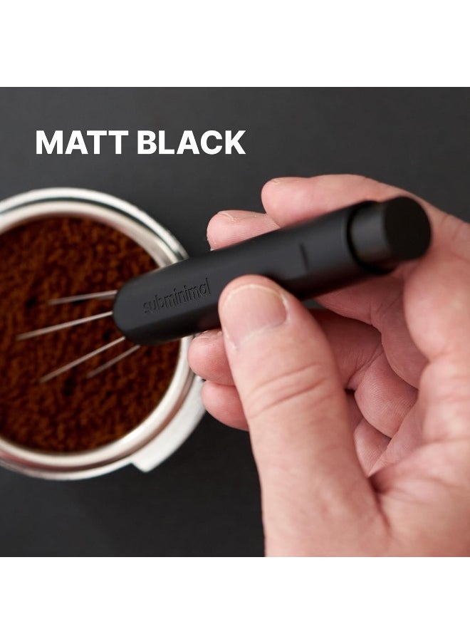 Flick WDT Tool -Pen Design- Espresso Making Tool- Fine Needles Spring-Loaded Auto Hide Needles ,Safe Easy To Use ,Dual Stand In The Box - Black