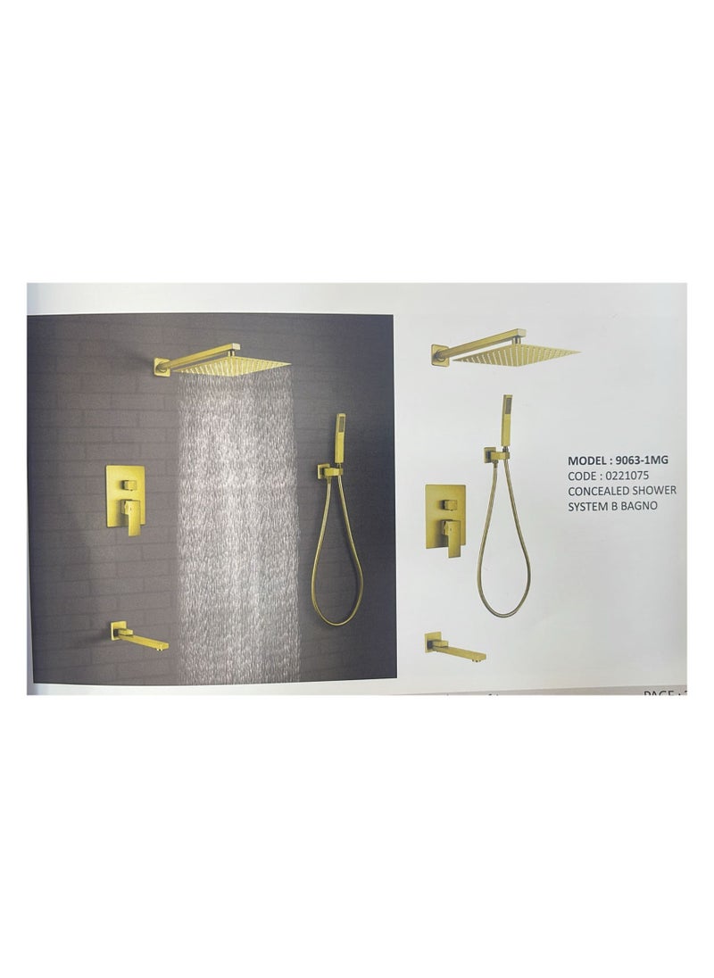 Square concealed shower mixer, Bagno Gold 9063-1MG