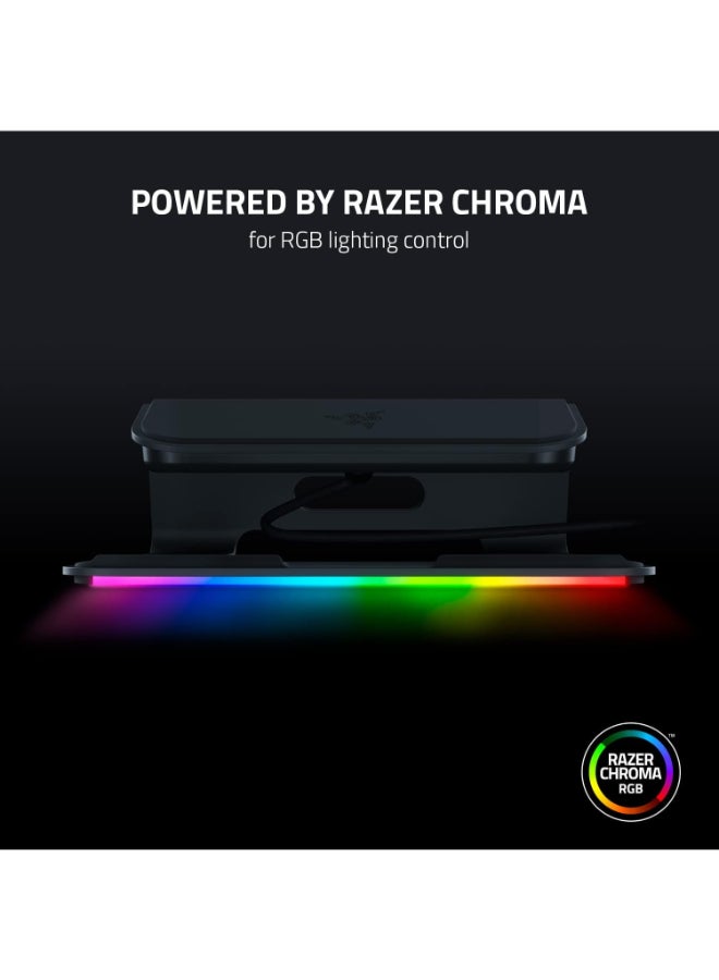 Razer Laptop Stand Chroma V2: USB C Hub with 4K HDMI, 2 USB 3.1, PD 100W - Ergonomic Design - Anodized Aluminum Construction - Customizable Chroma RGB Lighting - Matte Black