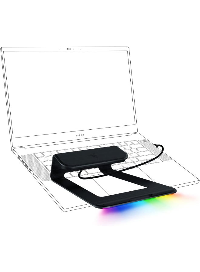 Razer Laptop Stand Chroma V2: USB C Hub with 4K HDMI, 2 USB 3.1, PD 100W - Ergonomic Design - Anodized Aluminum Construction - Customizable Chroma RGB Lighting - Matte Black