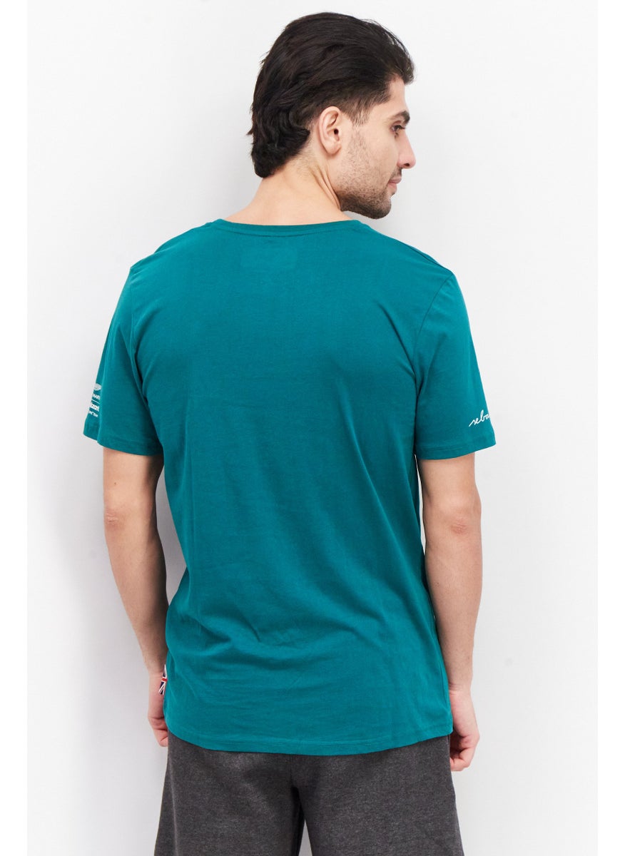 Men Sportswear Fit Short Sleeve Brand Logo T-Shirt, Green