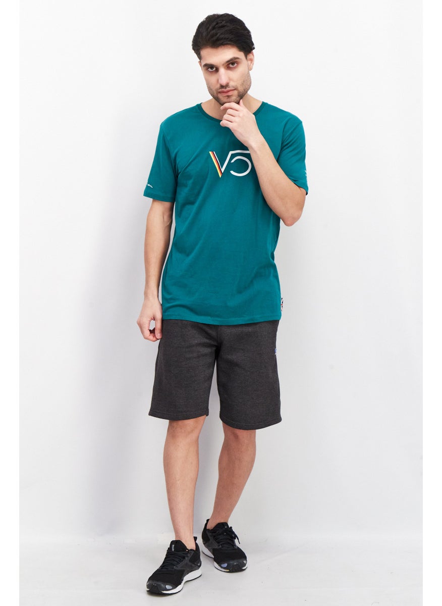 Men Sportswear Fit Short Sleeve Brand Logo T-Shirt, Green