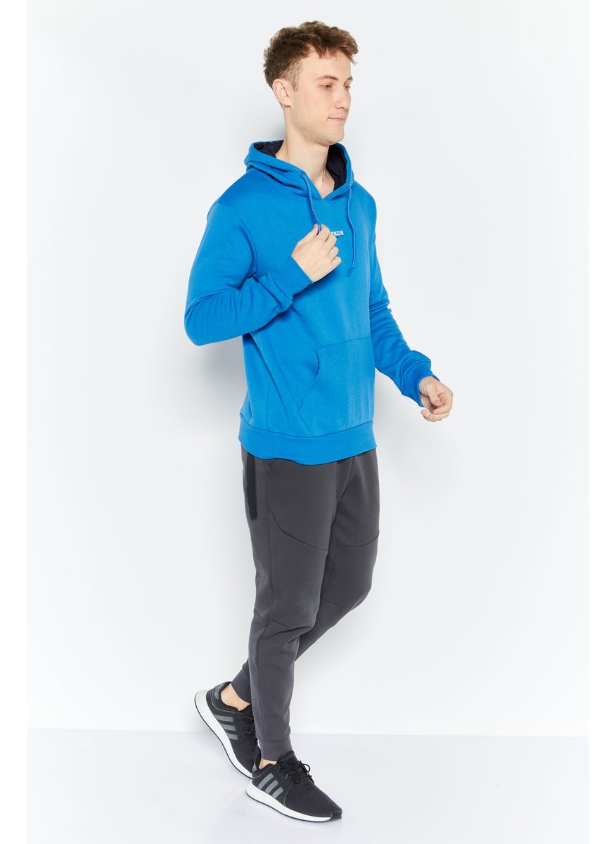 Men Sportswear Fit Long Sleeve Training Hooded Sweatshirt, Blue