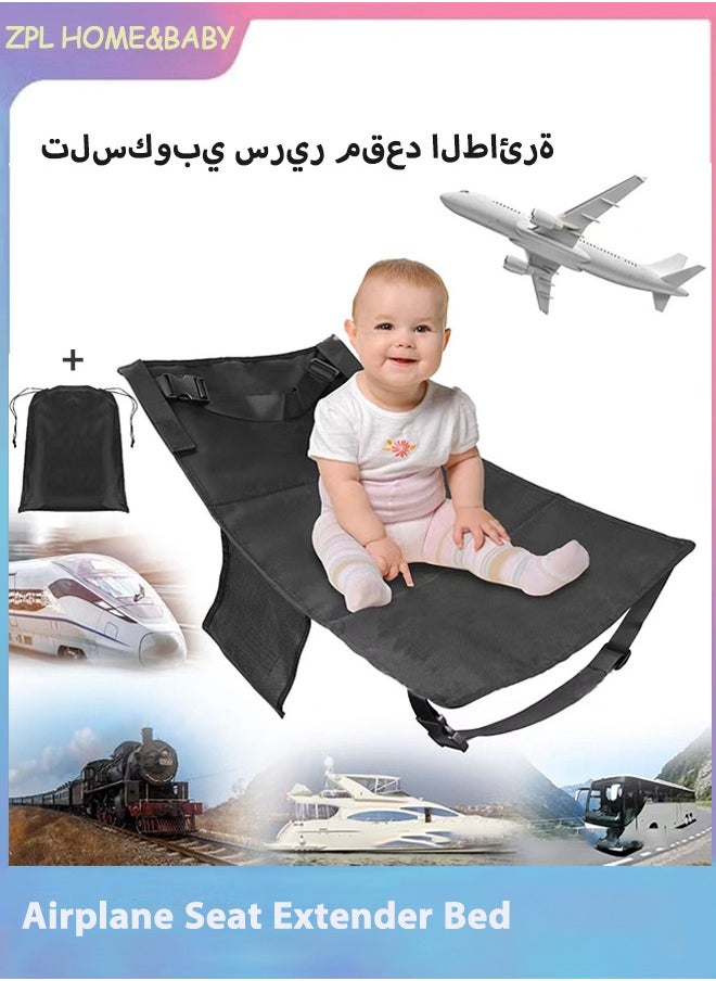 Toddler Airplane Bed, Airplane Seat Extender for Kids, Toddler Airplane Travel Essentials, Portable Baby Diaper Changing Pad, Kids Plane Footrest, Airplane Must Have for Toddlers (Black)