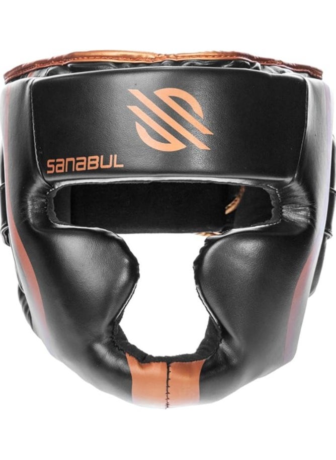 Essential Boxing Headgear for Men & Women | Muay Thai and MMA Headgear | Sparring Headgear | Boxing Head Gear with Full Face Coverage (Copper, S/M)