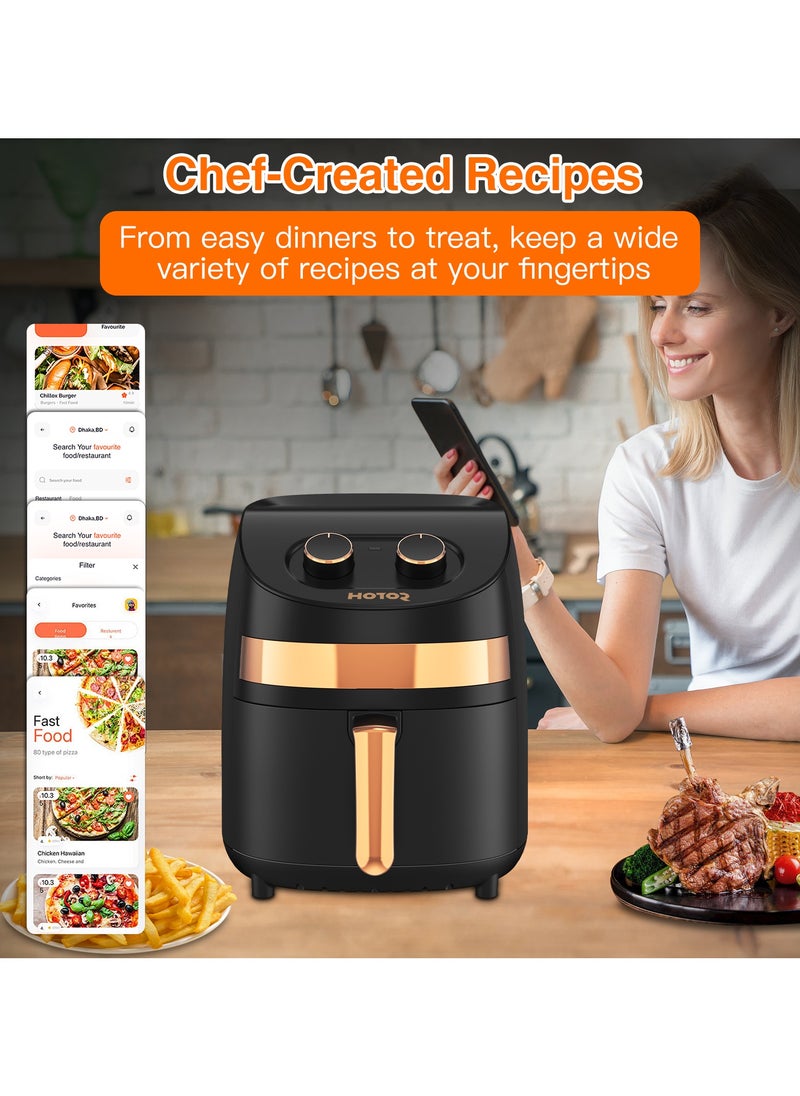 Air Fryer No Pre-Heat Needed, Oil-Free Crispy And Healthy Cooking, With Adjustable Temperature Control 3.5L 1500W Black