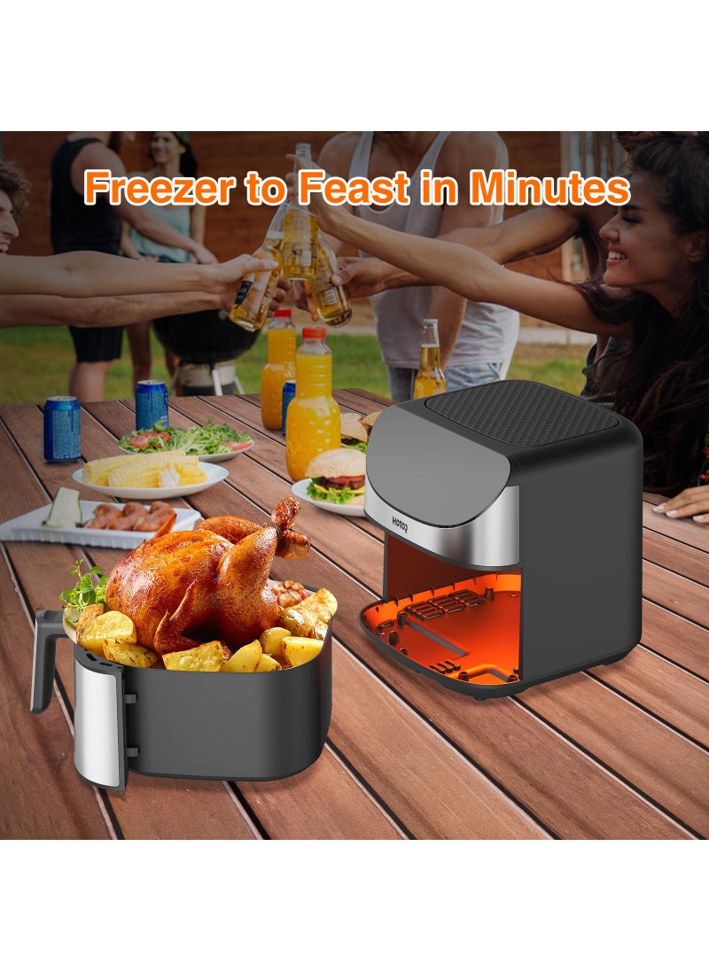 Air Fryer with 8L Capacity, Rapid Air Convection Technology, Digital Temperature Control, with Clear Window and Light (Silver)