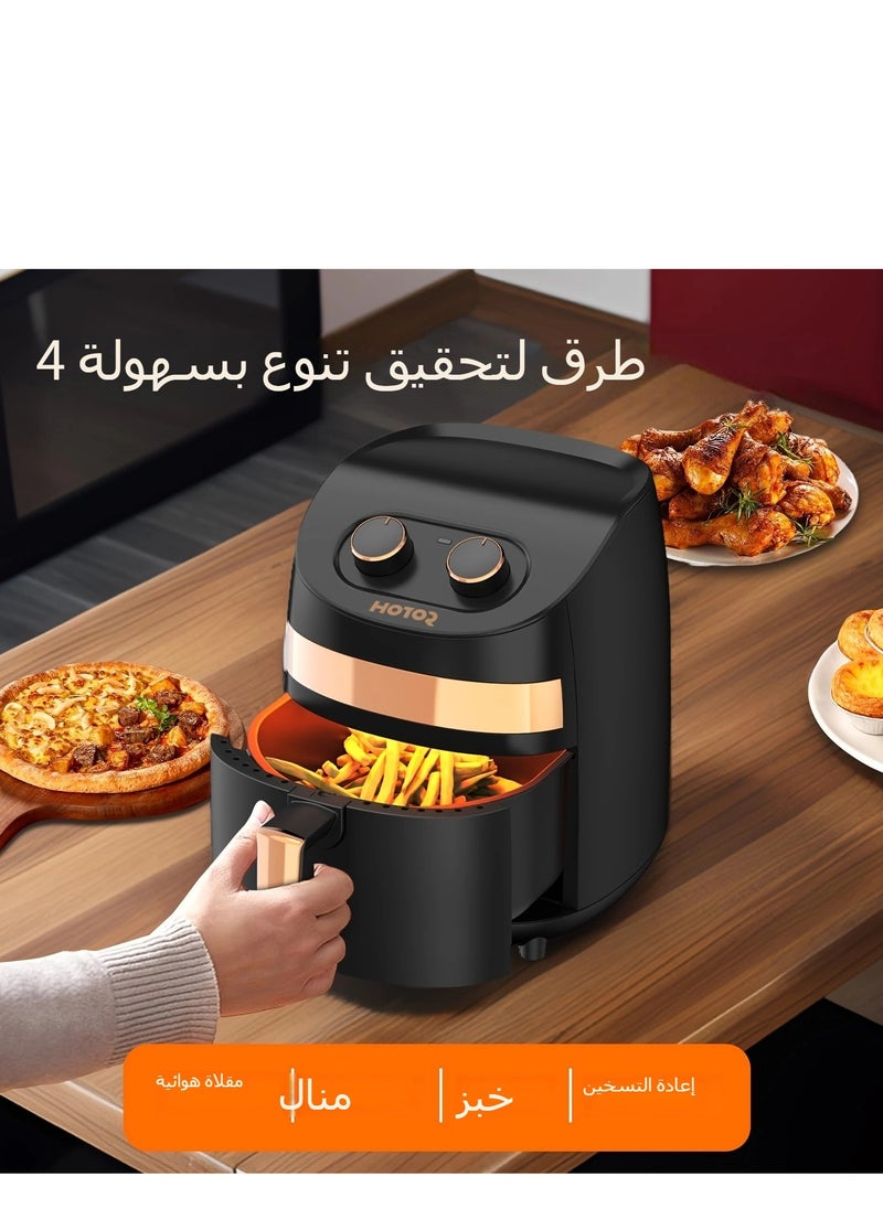 Air Fryer 3.5L with Timer Temperature Adjustable Control 8 Preset Programs 60 Recipes Air Fryersfor Frying, Grilling, Roasting, Baking (Black)