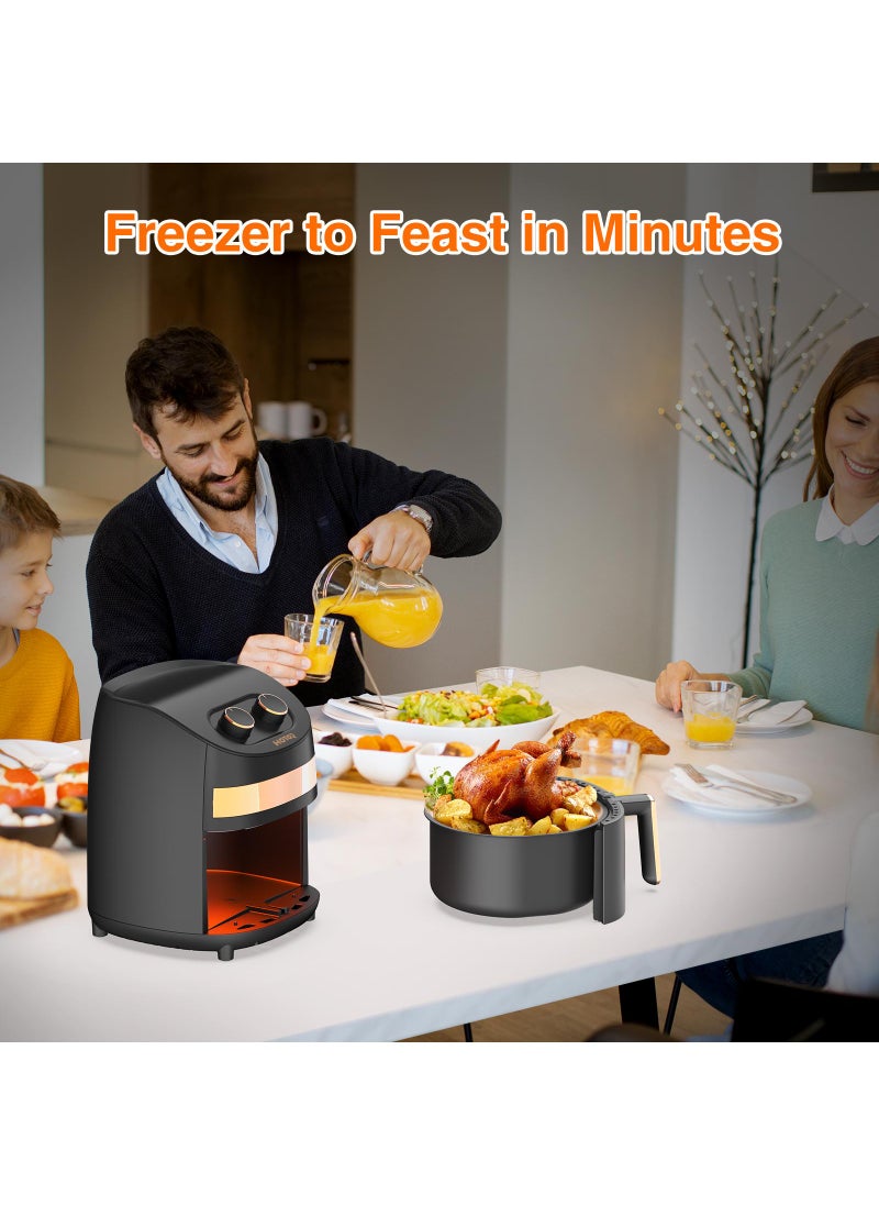 Air Fryer 3.5L with Timer Temperature Adjustable Control 8 Preset Programs 60 Recipes Air Fryersfor Frying, Grilling, Roasting, Baking (Black)